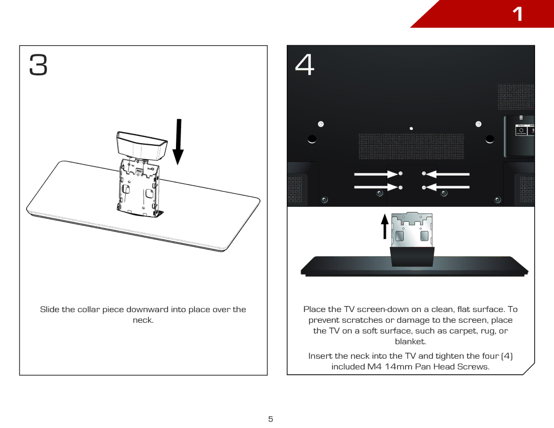 Vizio M470VSE, M650VSE warranty Slide the collar piece downward into place over 