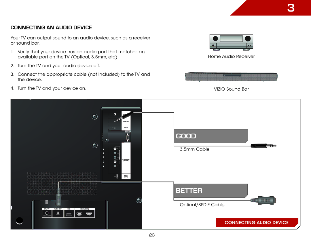 Vizio M470VSE, M650VSE warranty Connecting AN Audio Device 