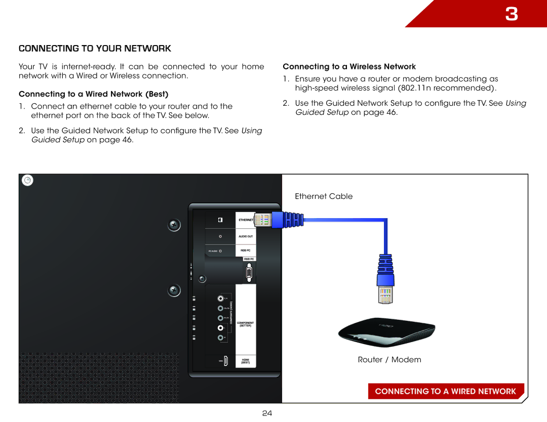 Vizio M650VSE, M470VSE warranty Connecting to Your Network 