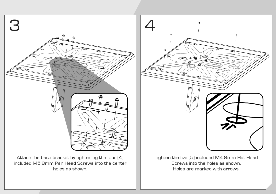 Vizio M650VSE quick start Included M5 8mm Pan Head Screws into the center 