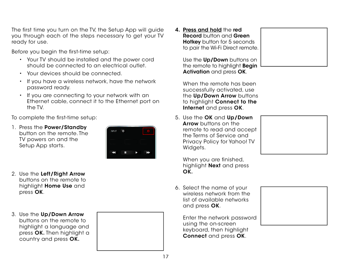 Vizio M651D-A2R, M501DA2R, M551D-A2R, M551DA2R user manual Completing the First-Time Setup 