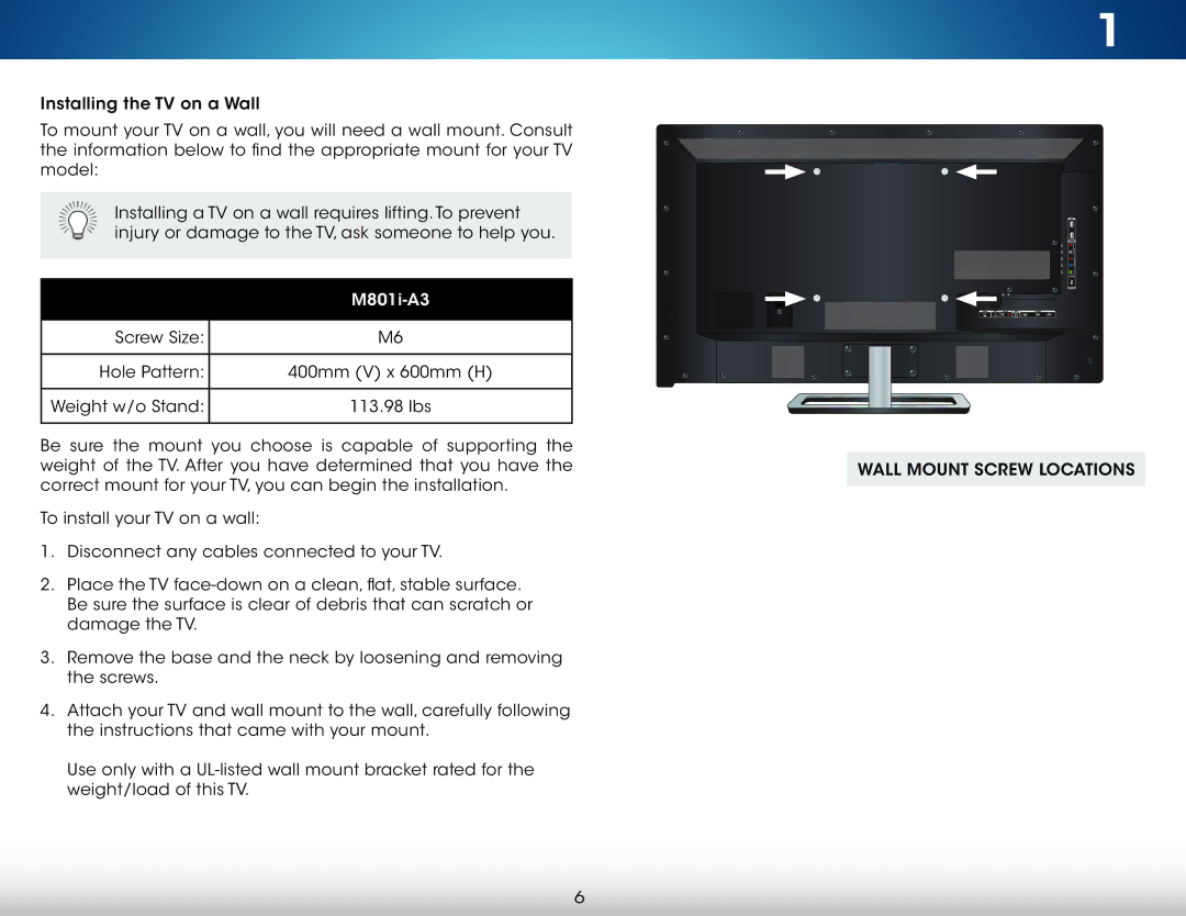 Vizio M801i-A3 user manual 