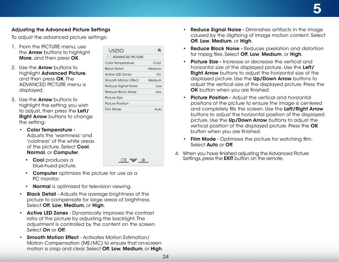 Vizio M801i-A3 user manual Arrow buttons to highlight More, and then press OK 