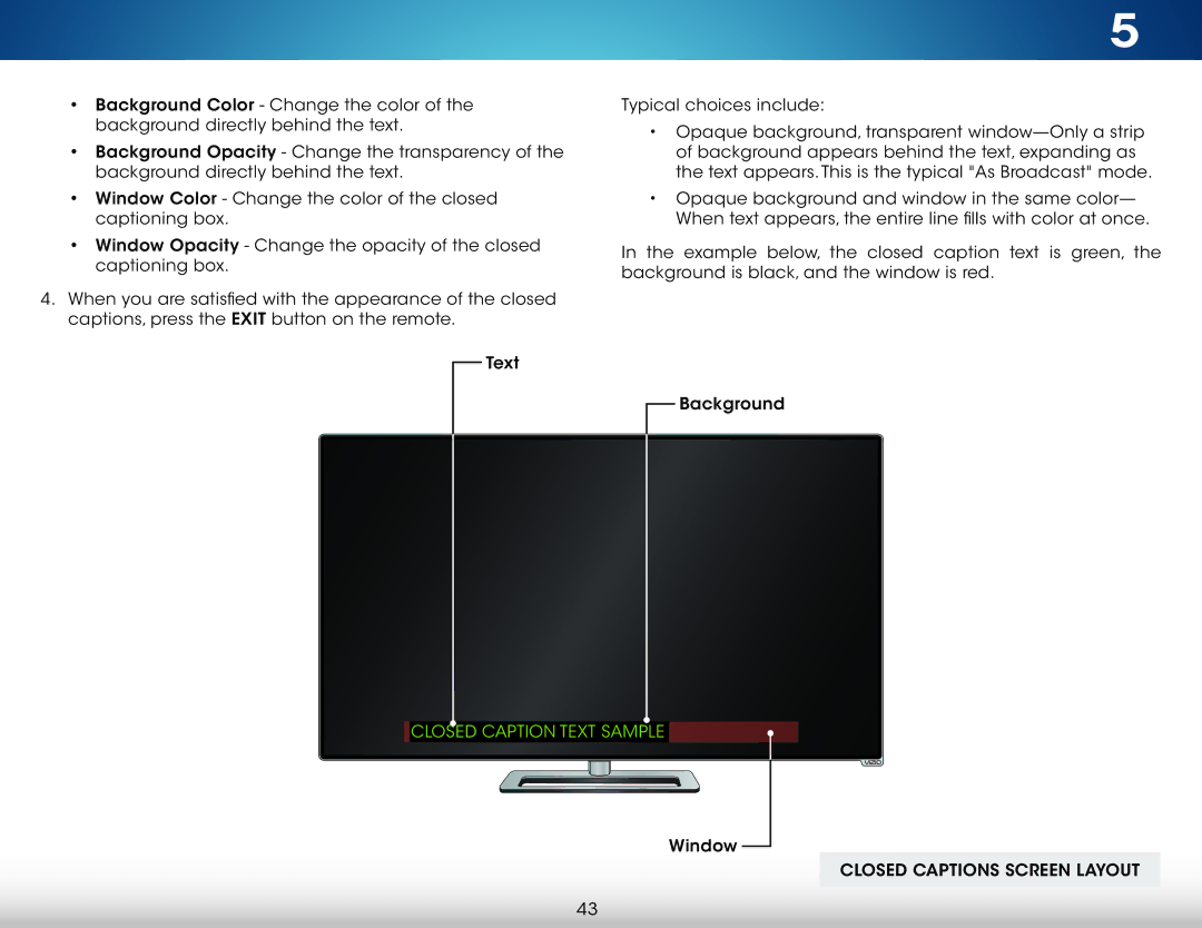 Vizio M801i-A3 user manual Closed caption text sample 