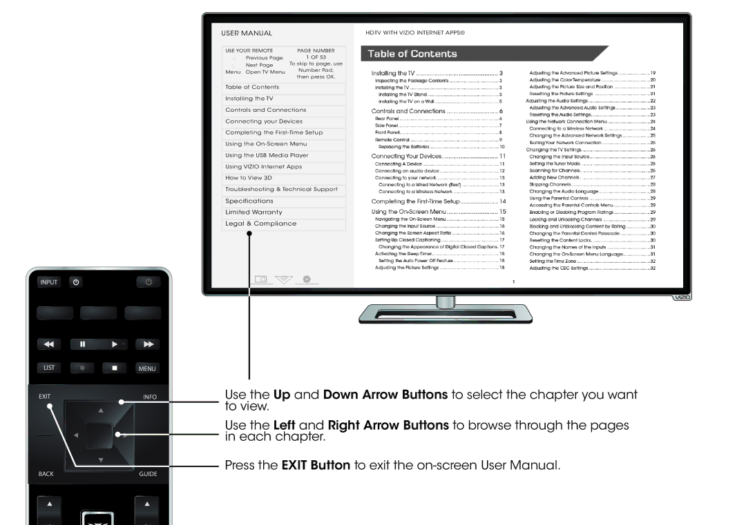 Vizio M801i-A3 quick start Exit 