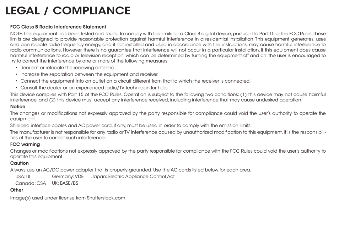 Vizio M801i-A3 quick start Legal / Compliance 