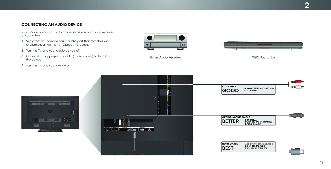 Vizio P502ui-B1E user manual Connecting AN Audio Device 