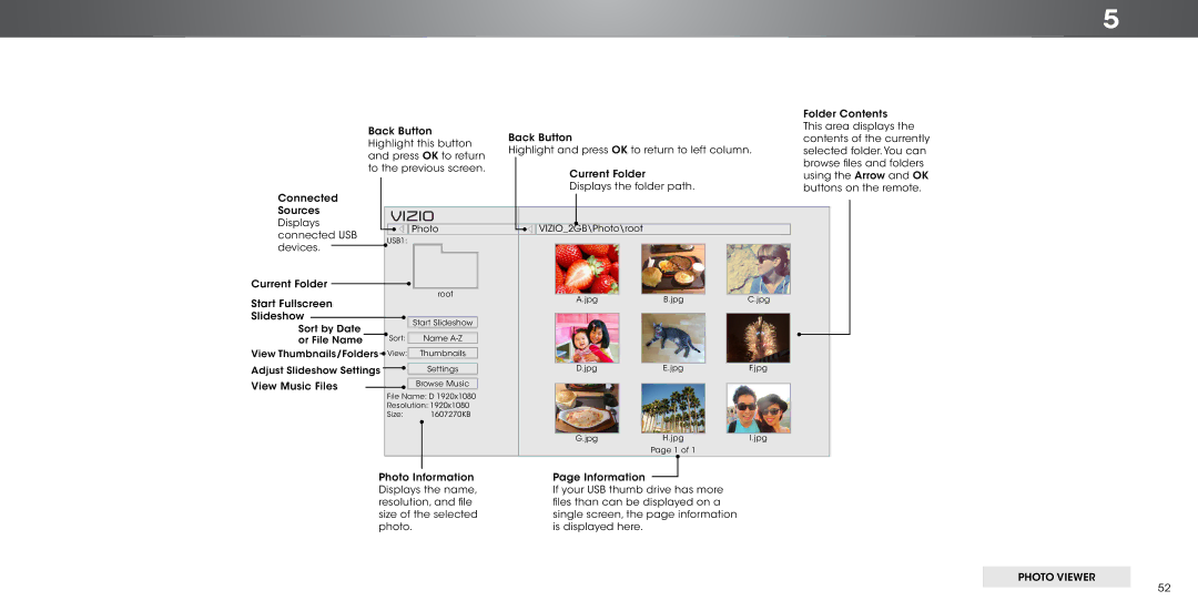 Vizio P502ui-B1E user manual Photo Viewer 