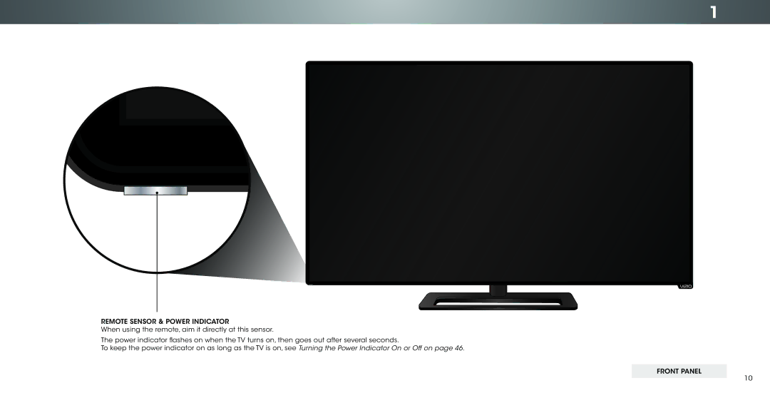 Vizio P652ui-B2, P552ui-B2 user manual Remote Sensor & Power Indicator 
