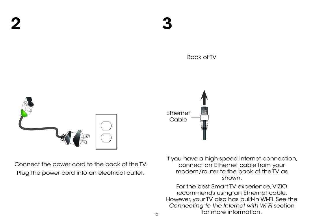 Vizio P652ui-B2, P552ui-B2 quick start Connecting to the Internet with Wi-Fi section 