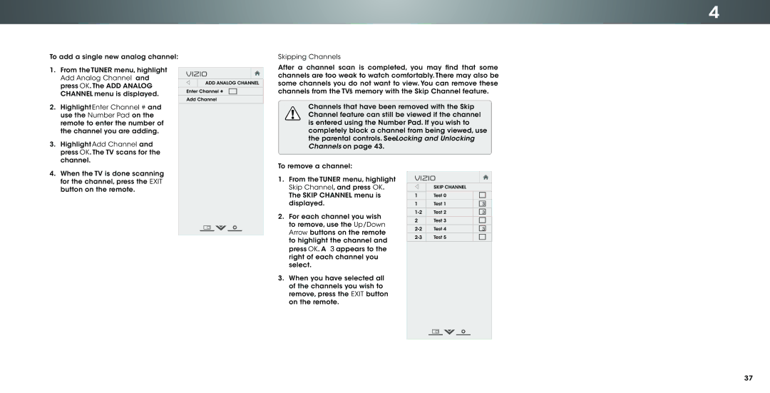 Vizio P602ui-B3, P702ui-B3 user manual ADD Analog Channel 