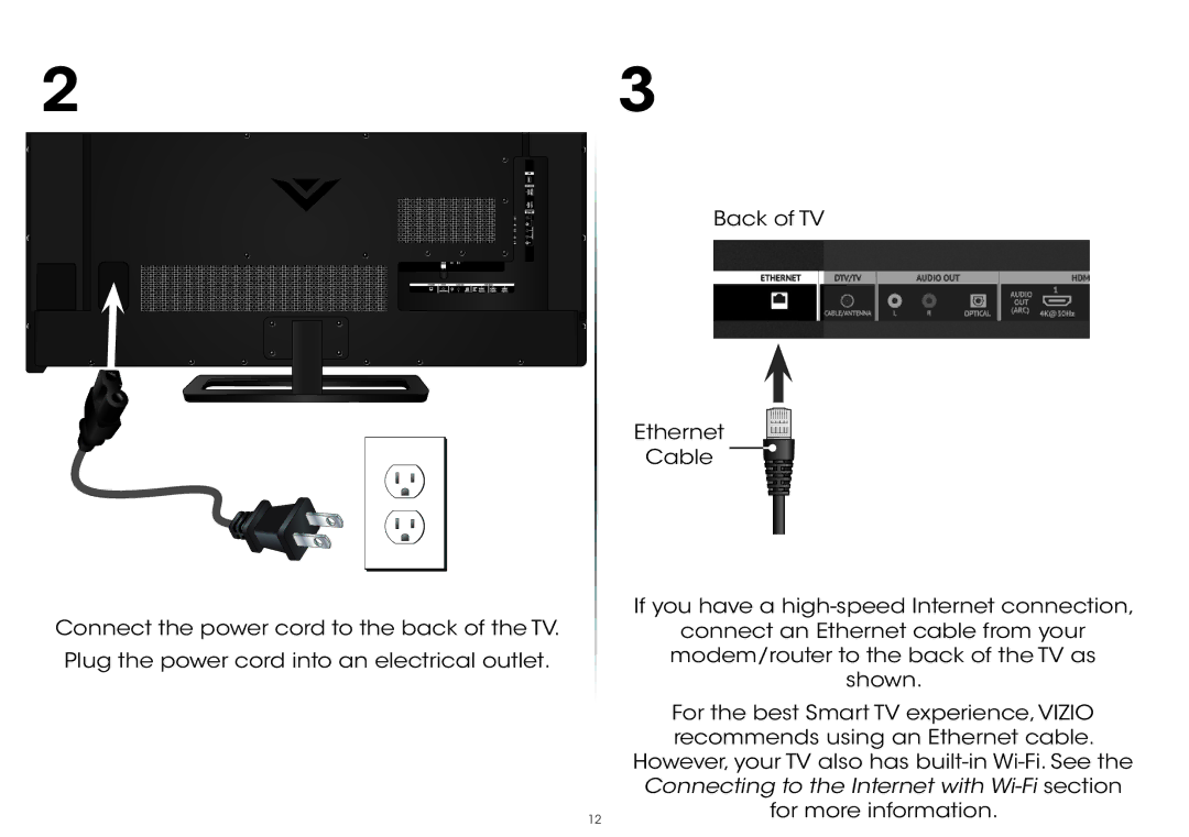 Vizio P702ui-B3, P602ui-B3 quick start Connecting to the Internet with Wi-Fi section 