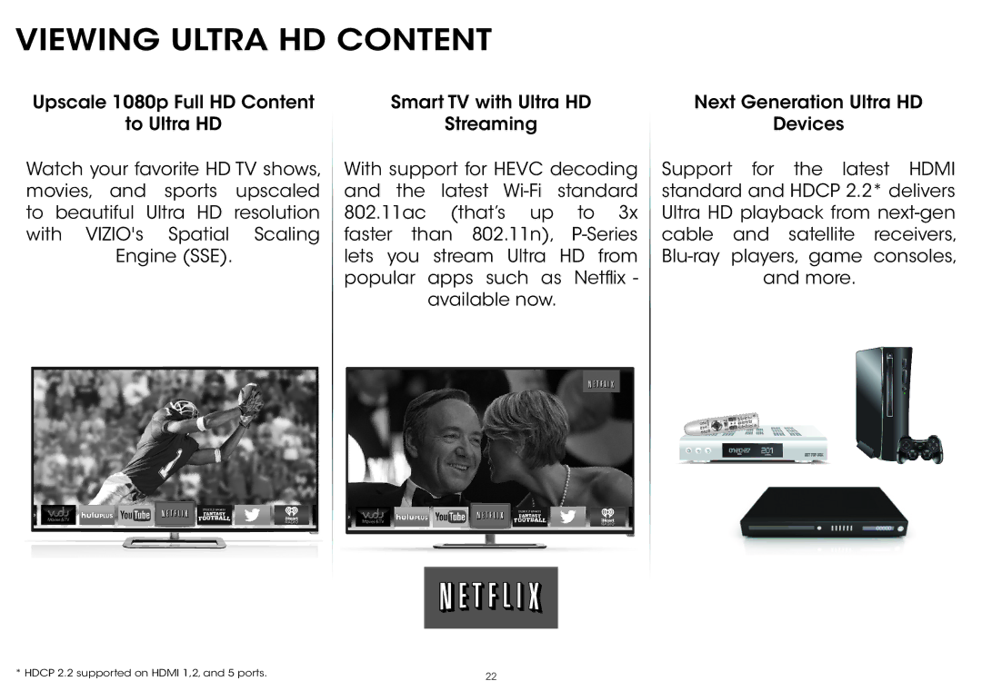 Vizio P702ui-B3, P602ui-B3 quick start Viewing Ultra HD Content 