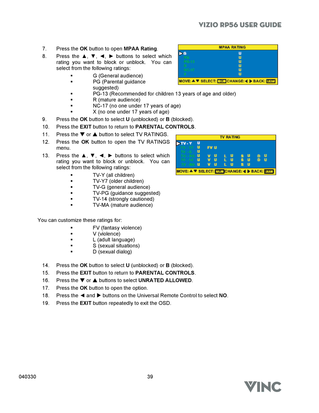 Vizio manual Vizio RP56 User Guide 