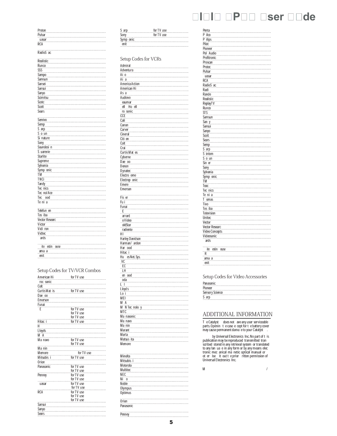 Vizio RP56 manual Additional Information 