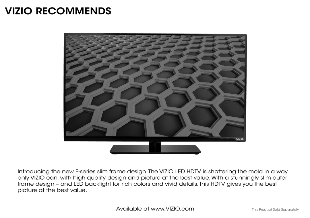 Vizio S2121w-D0 quick start Vizio Recommends 