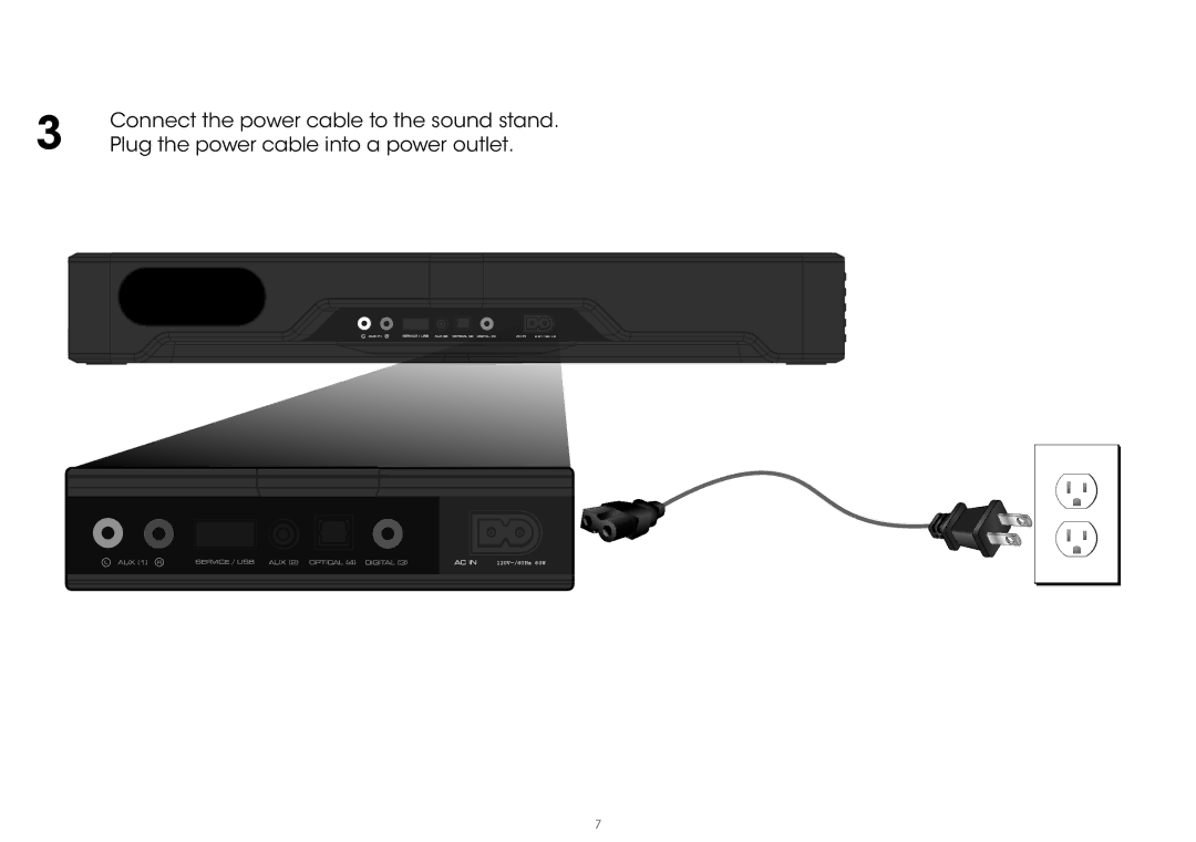 Vizio S2121w-D0 quick start Connect the power cable to the sound stand 