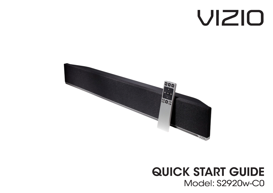 Vizio S2920WC0 quick start Model S2920w-C0, Vizio, Quick Start Guide 