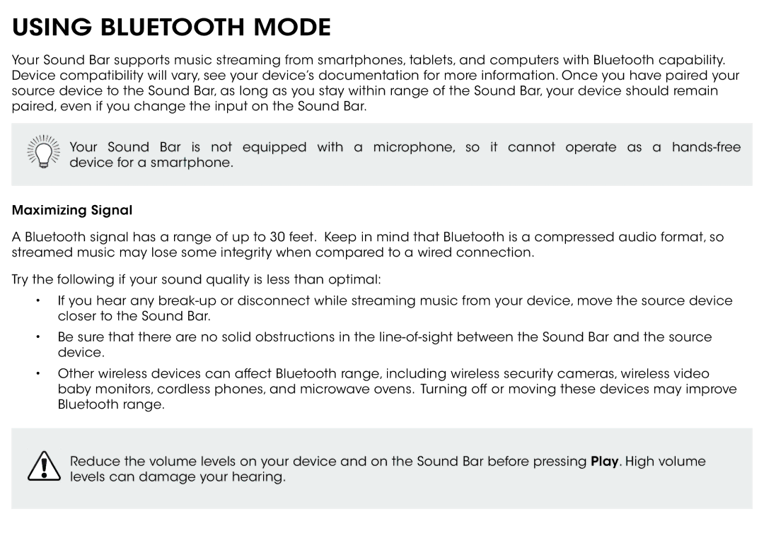 Vizio S2920WC0 quick start Using Bluetooth Mode 