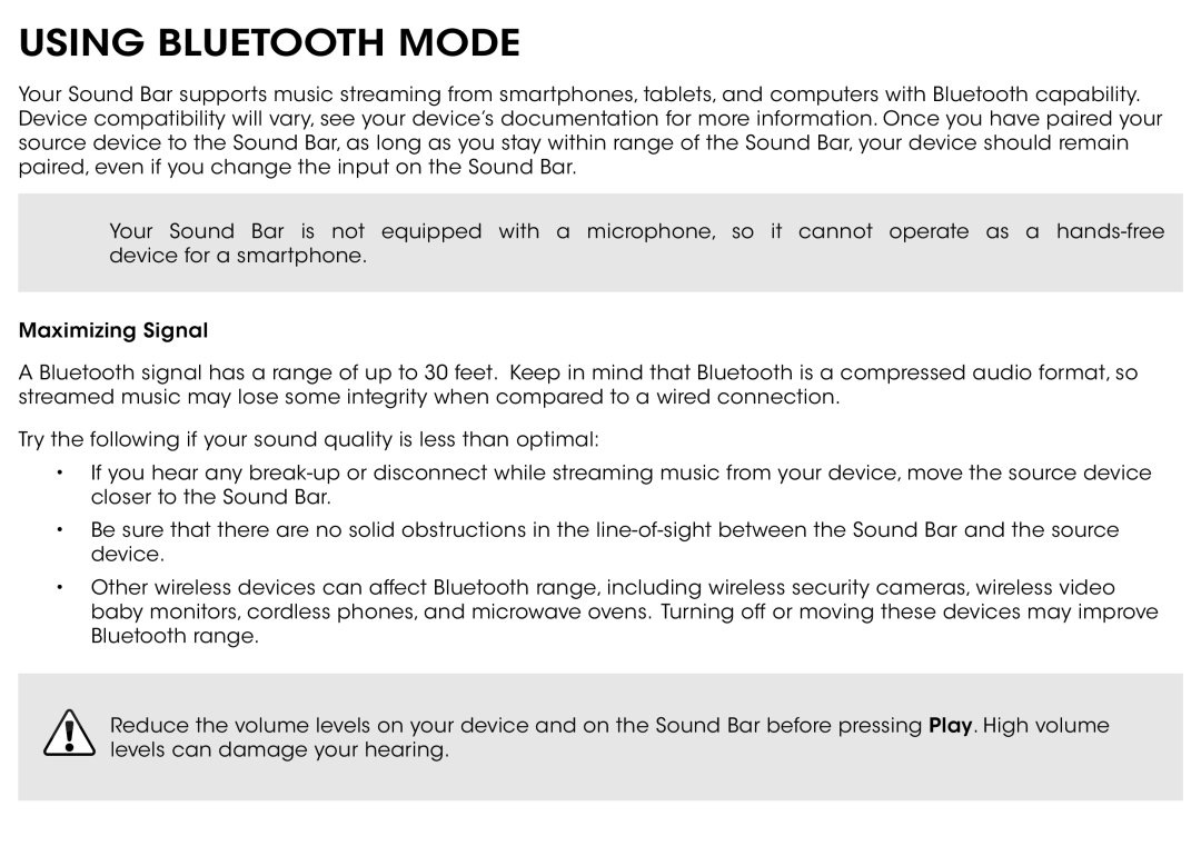 Vizio S3820WC0 quick start Using Bluetooth Mode 