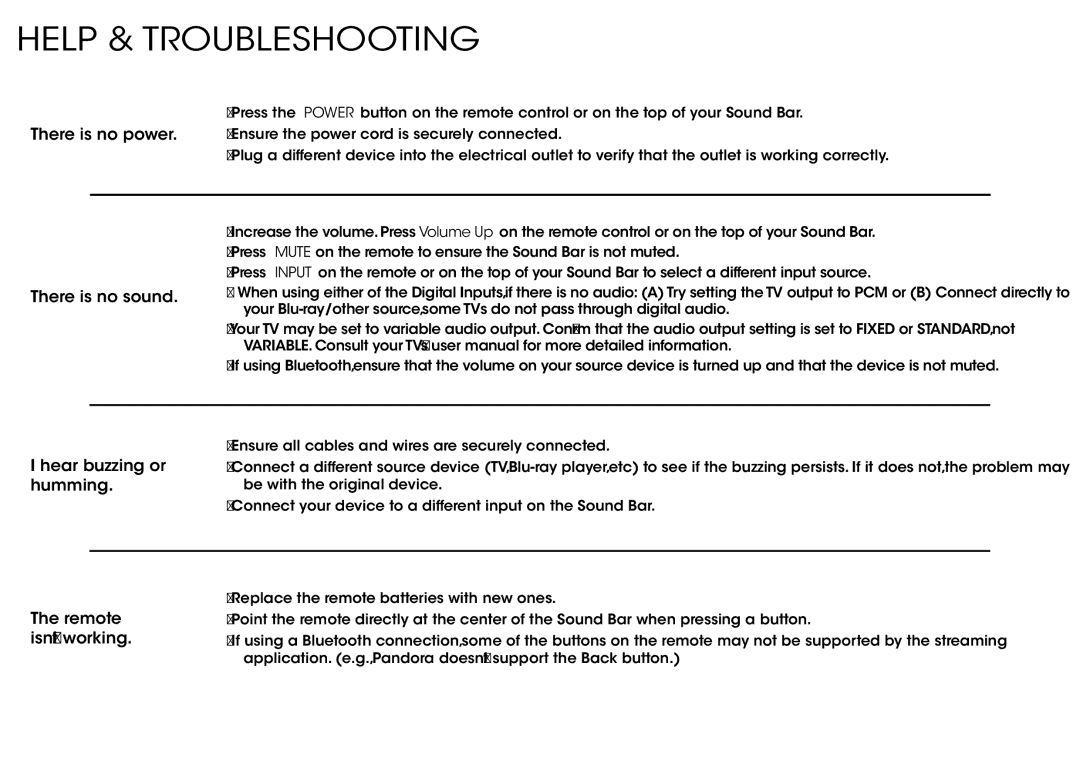 Vizio S3821WC0, S3821W-C0 quick start Help & Troubleshooting, There is no sound 