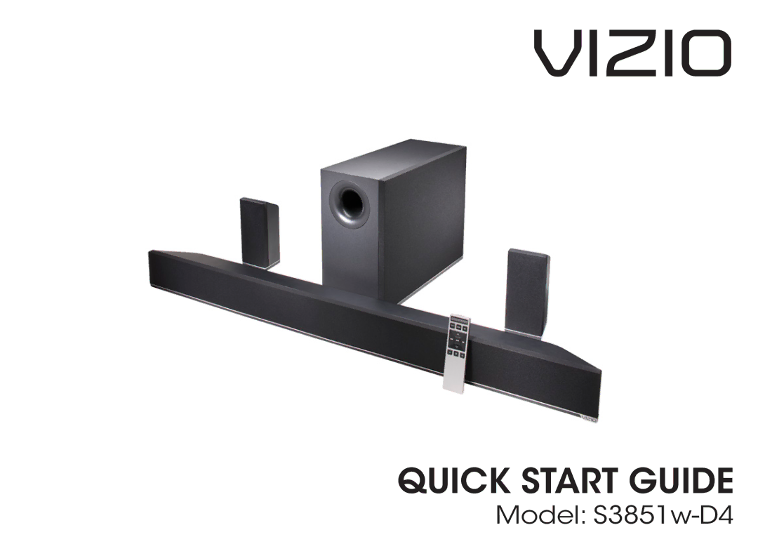 Vizio S3851w-D4 quick start Vizio 