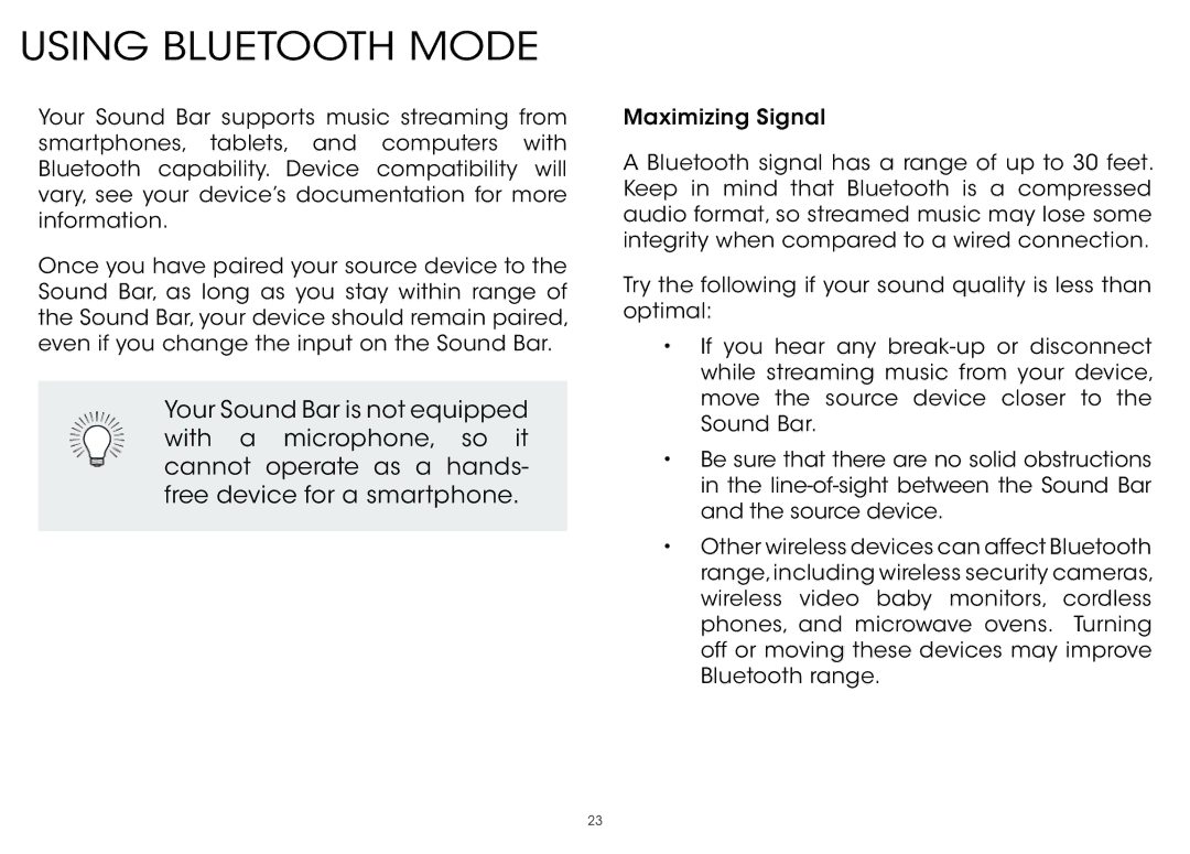 Vizio S3851w-D4 quick start Using Bluetooth Mode 