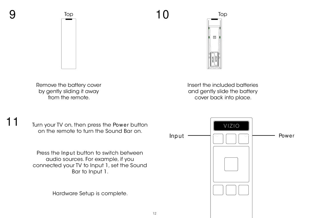 Vizio S4221w-C4 quick start Input 