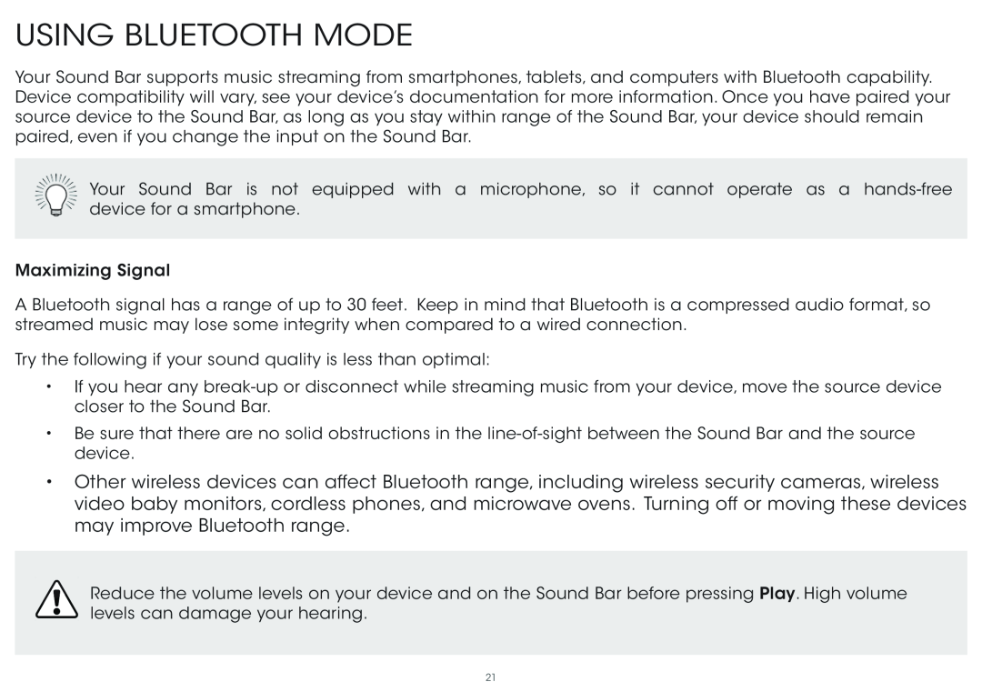 Vizio S4251W-B4, S4251WB4 quick start Using Bluetooth Mode 
