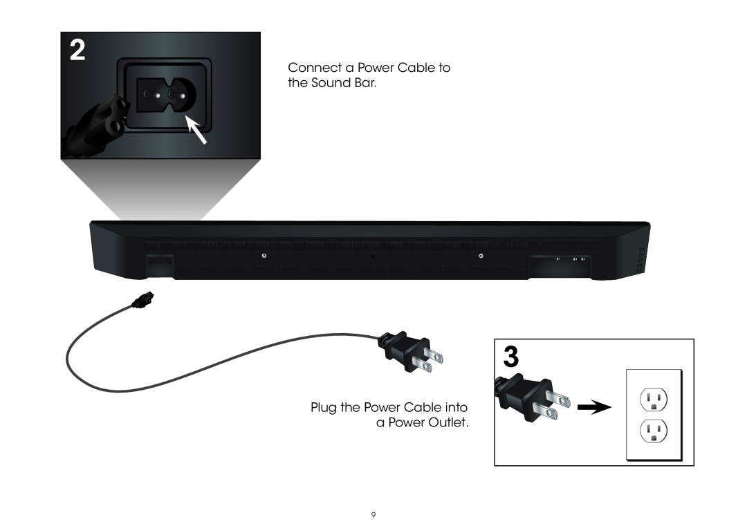 Vizio S4251W-B4, S4251WB4 quick start Connect a Power Cable to the Sound Bar, Plug the Power Cable into a Power Outlet 