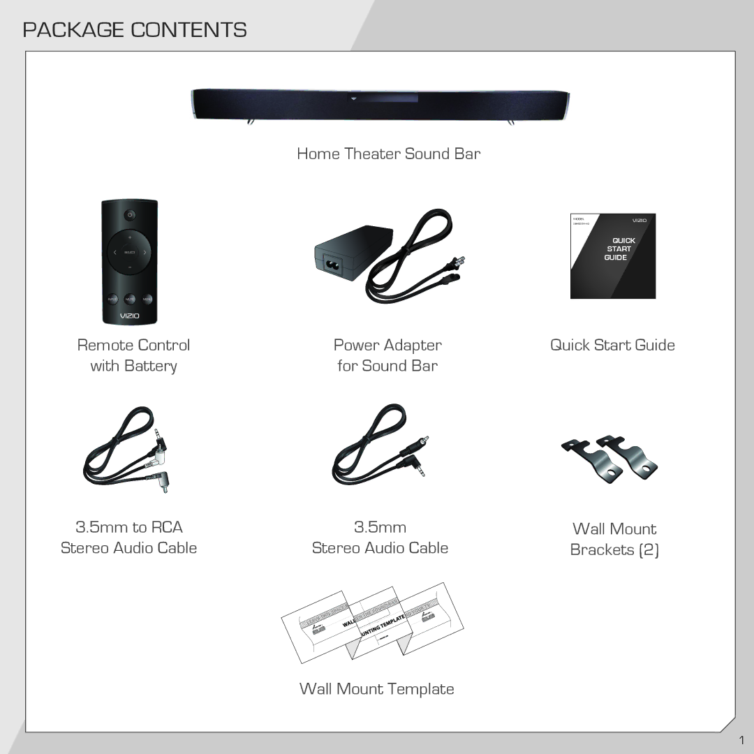 Vizio SB4020M-A0 quick start Package Contents 