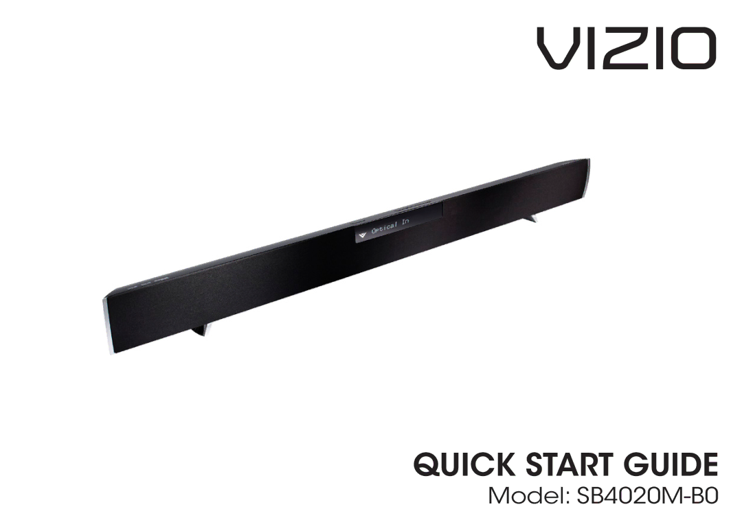 Vizio SB4020M-B0 quick start Vizio 