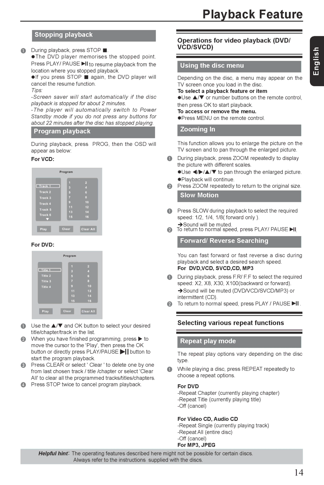 Vizio SD4200KU manual Playback Feature 