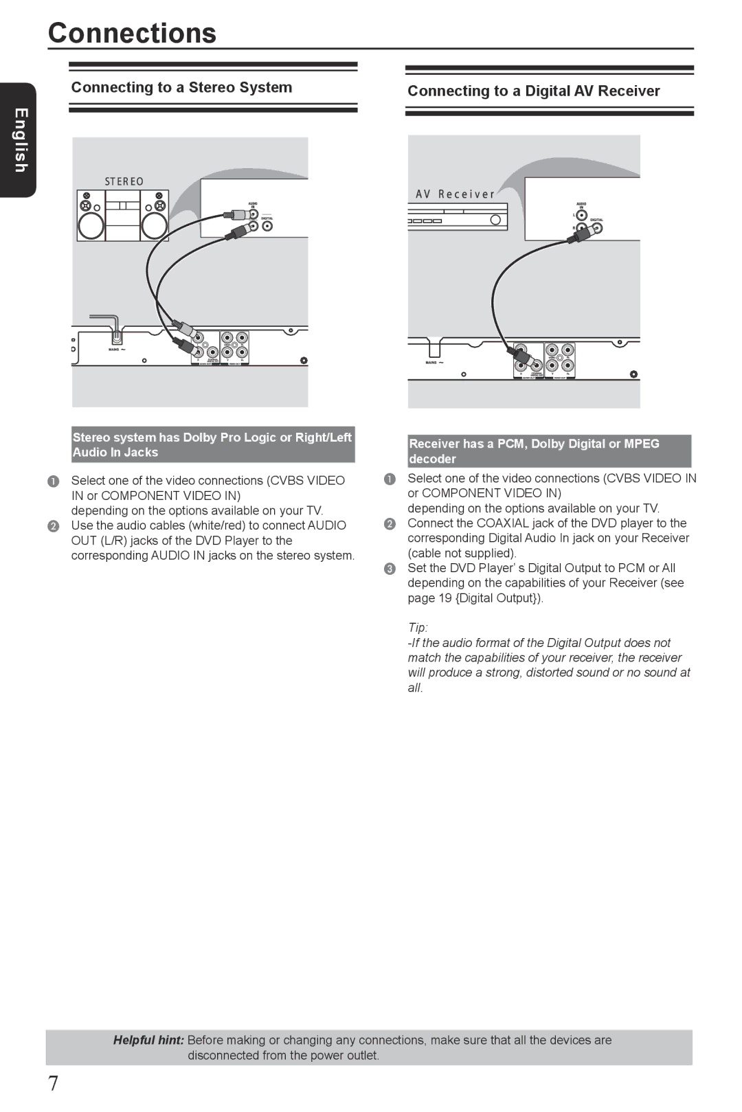 Vizio SD4200KU manual Connecting to a Stereo System, Receiver has a PCM, Dolby Digital or Mpeg decoder 