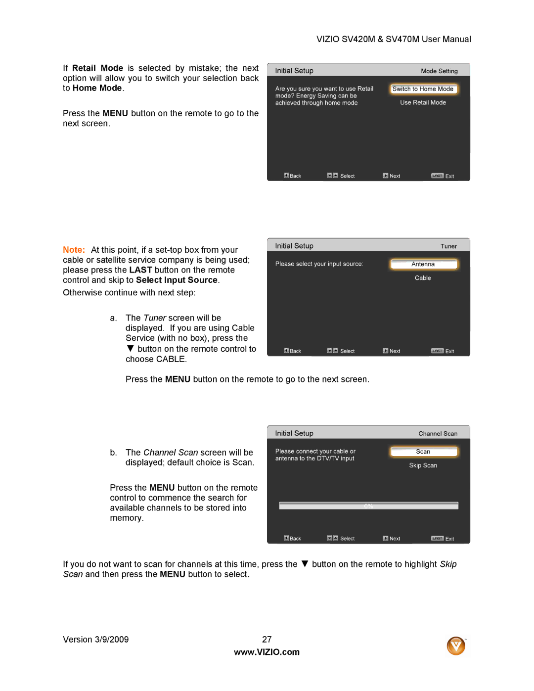 Vizio SV470M, SV420M user manual 