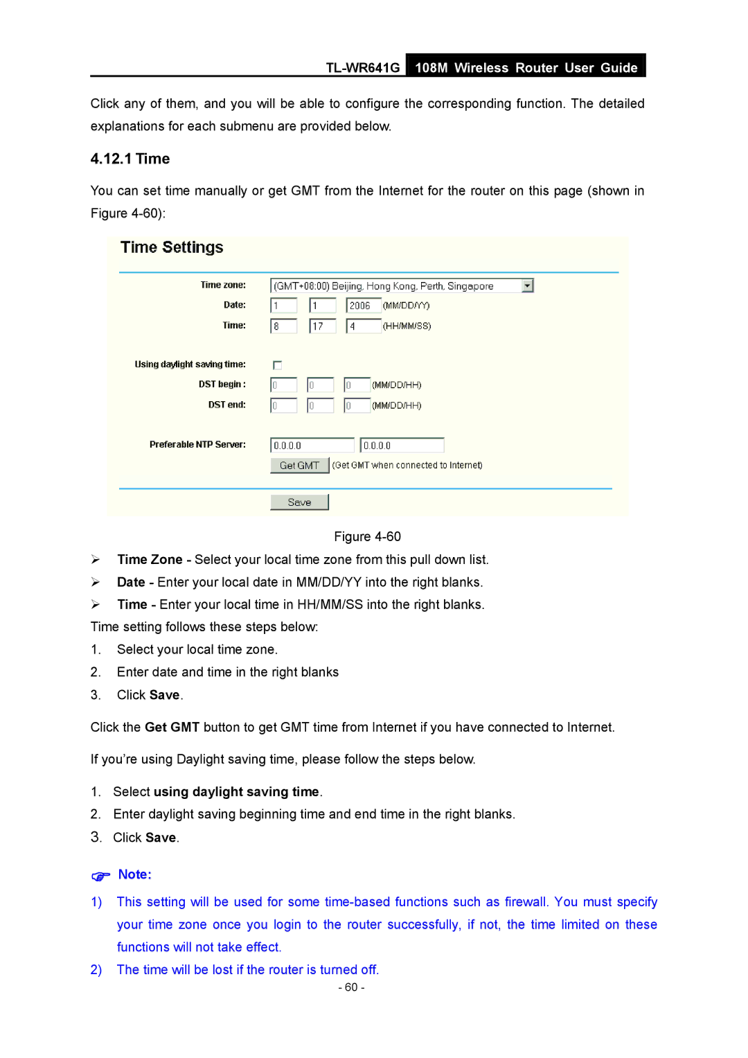 Vizio TL-WR641G manual Time, Select using daylight saving time 