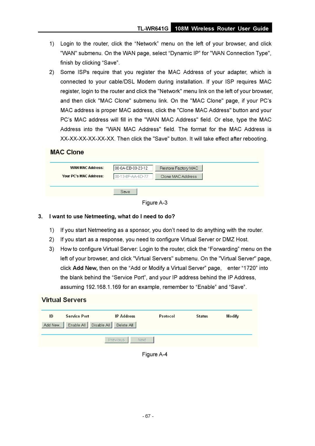 Vizio TL-WR641G manual Figure A-3, Want to use Netmeeting, what do I need to do? 