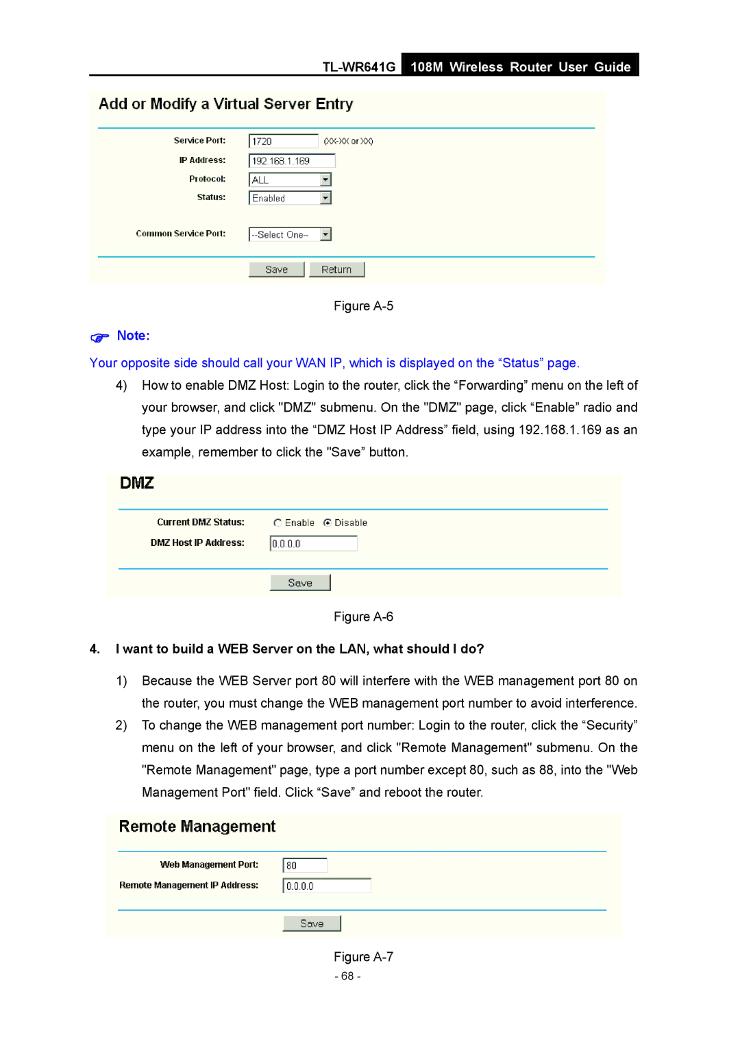 Vizio TL-WR641G manual Figure A-5, Want to build a WEB Server on the LAN, what should I do? 