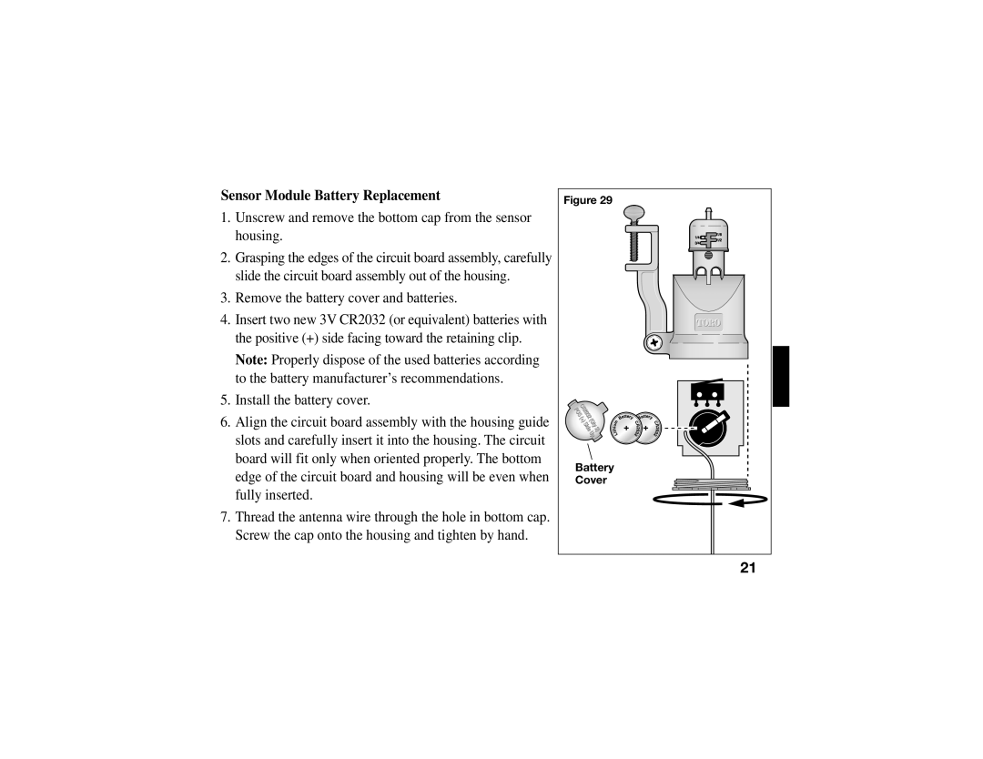 Vizio TWRS-I manual Sensor Module Battery Replacement, Unscrew and remove the bottom cap from the sensor housing 