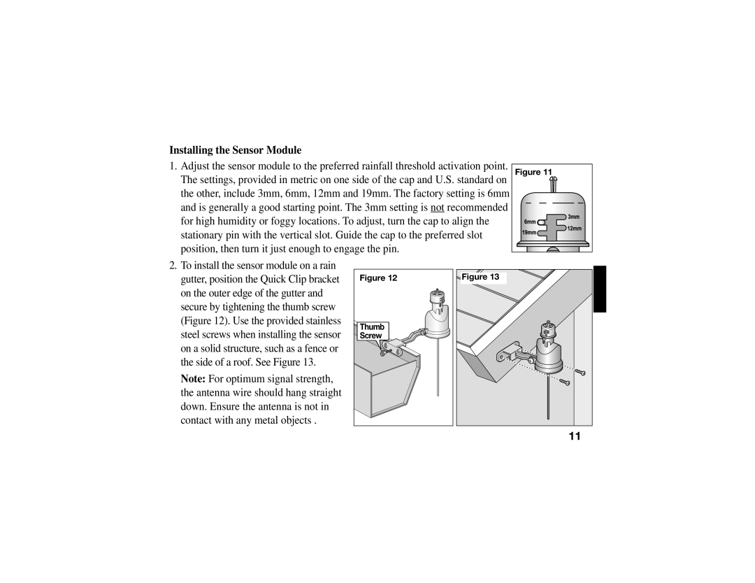 Vizio TWRS-I manual Installing the Sensor Module, Thumb, Screw 