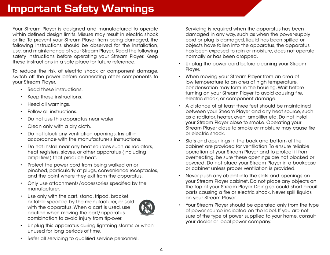 Vizio VAP430, ISGB03 specifications Important Safety Warnings 