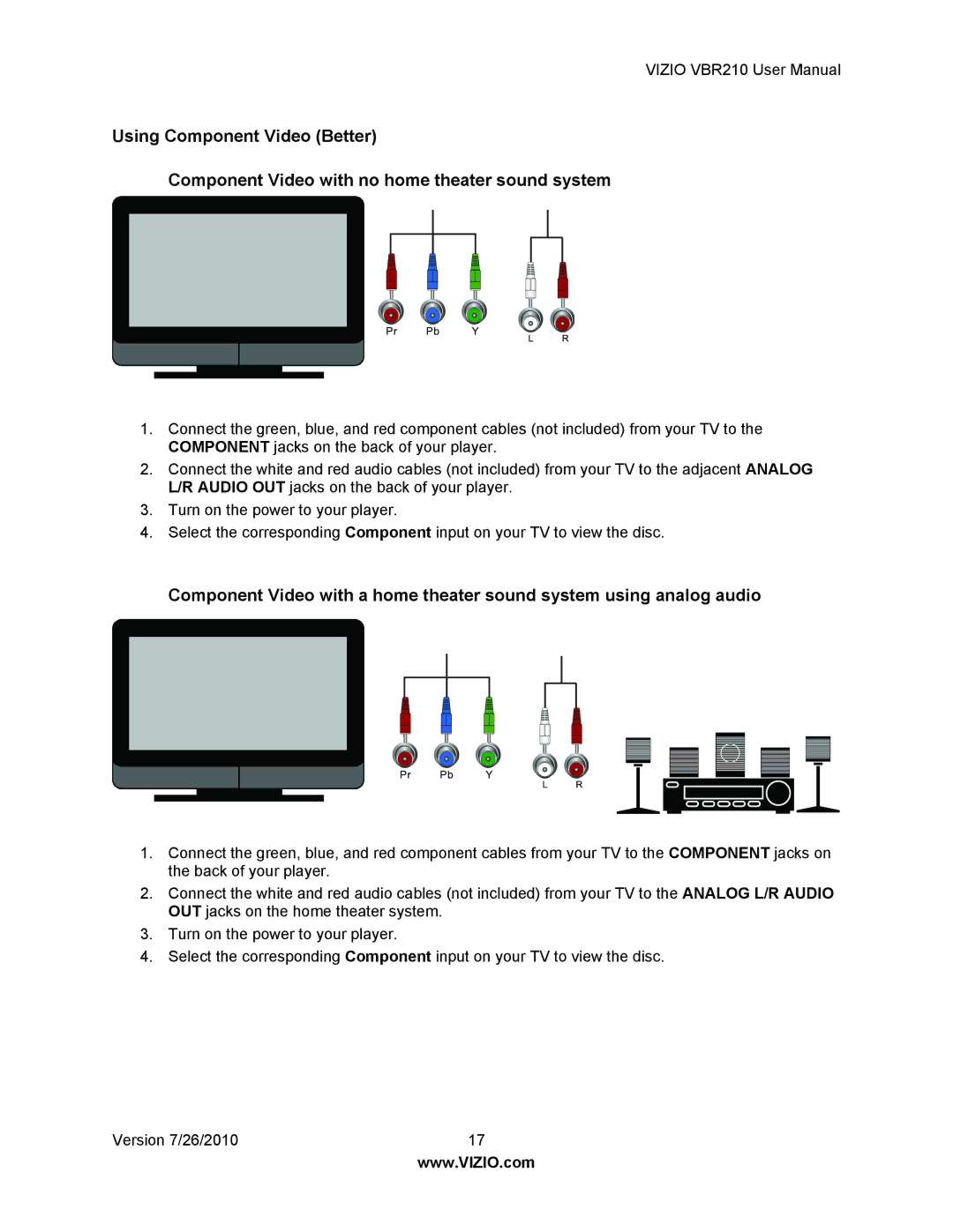 Vizio VBR210 user manual 