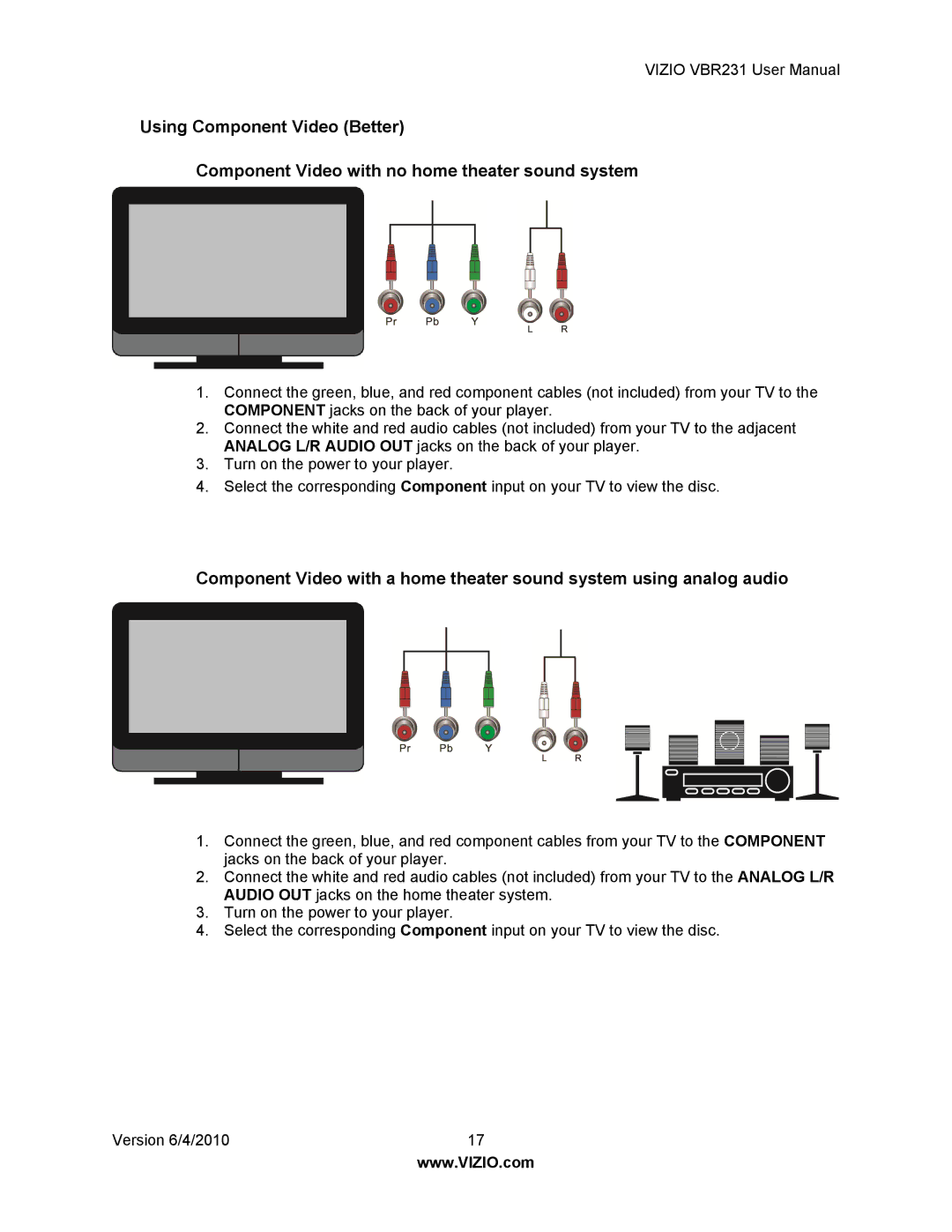 Vizio VBR231 user manual 