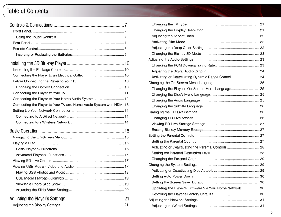 Vizio VBR333 user manual Table of Contents 