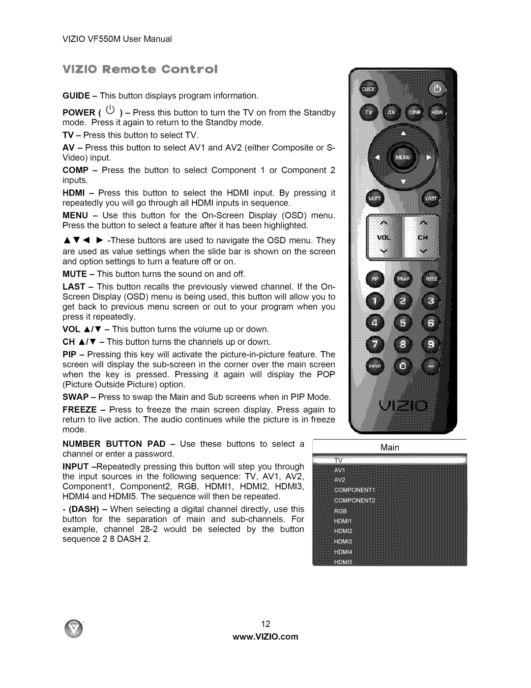 Vizio VF550M user manual VI I R@moB@ ConB @l 