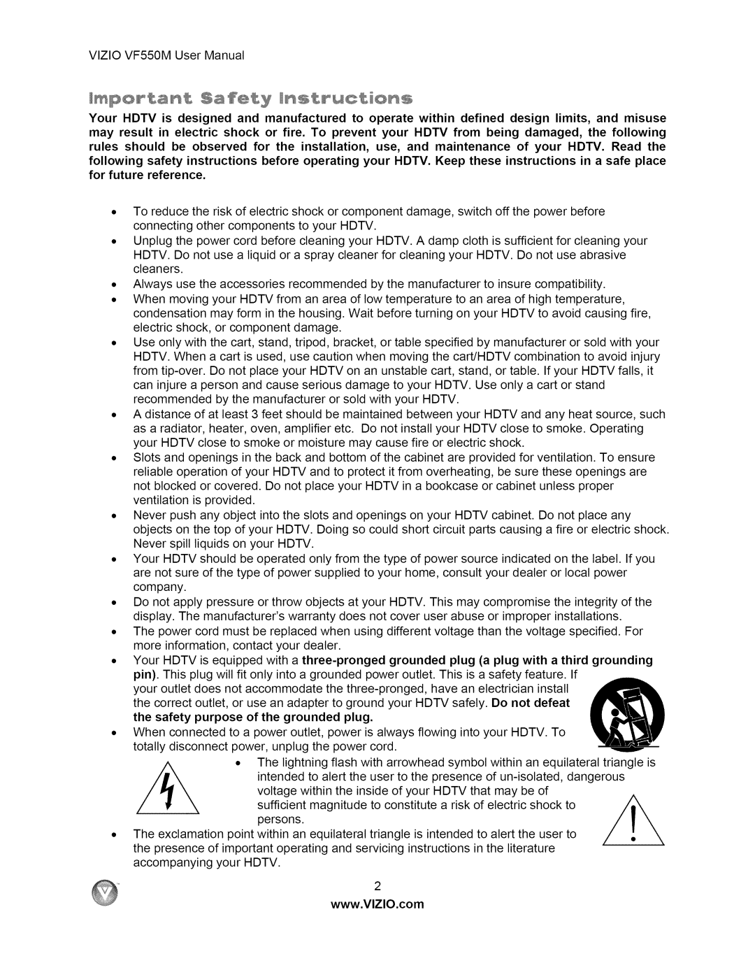 Vizio VF550M user manual 