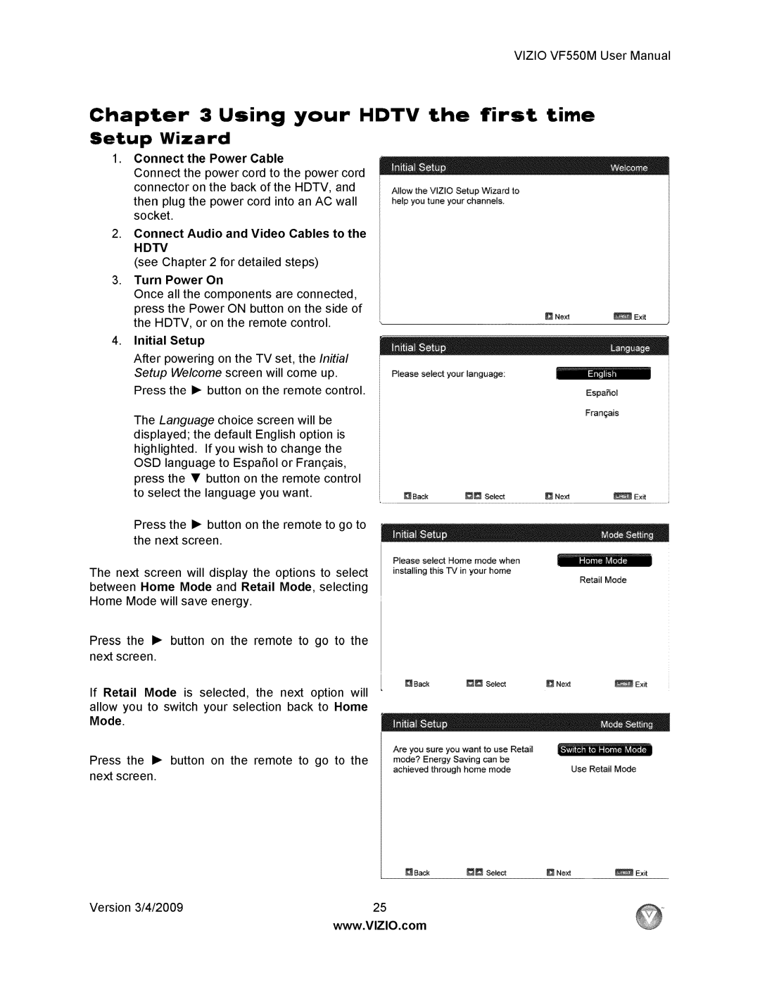 Vizio VF550M user manual Using your Hdtv t.he first 