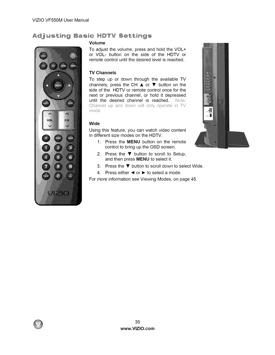 Vizio VF550M user manual Adj a n@ Bae e, SeA% ng 