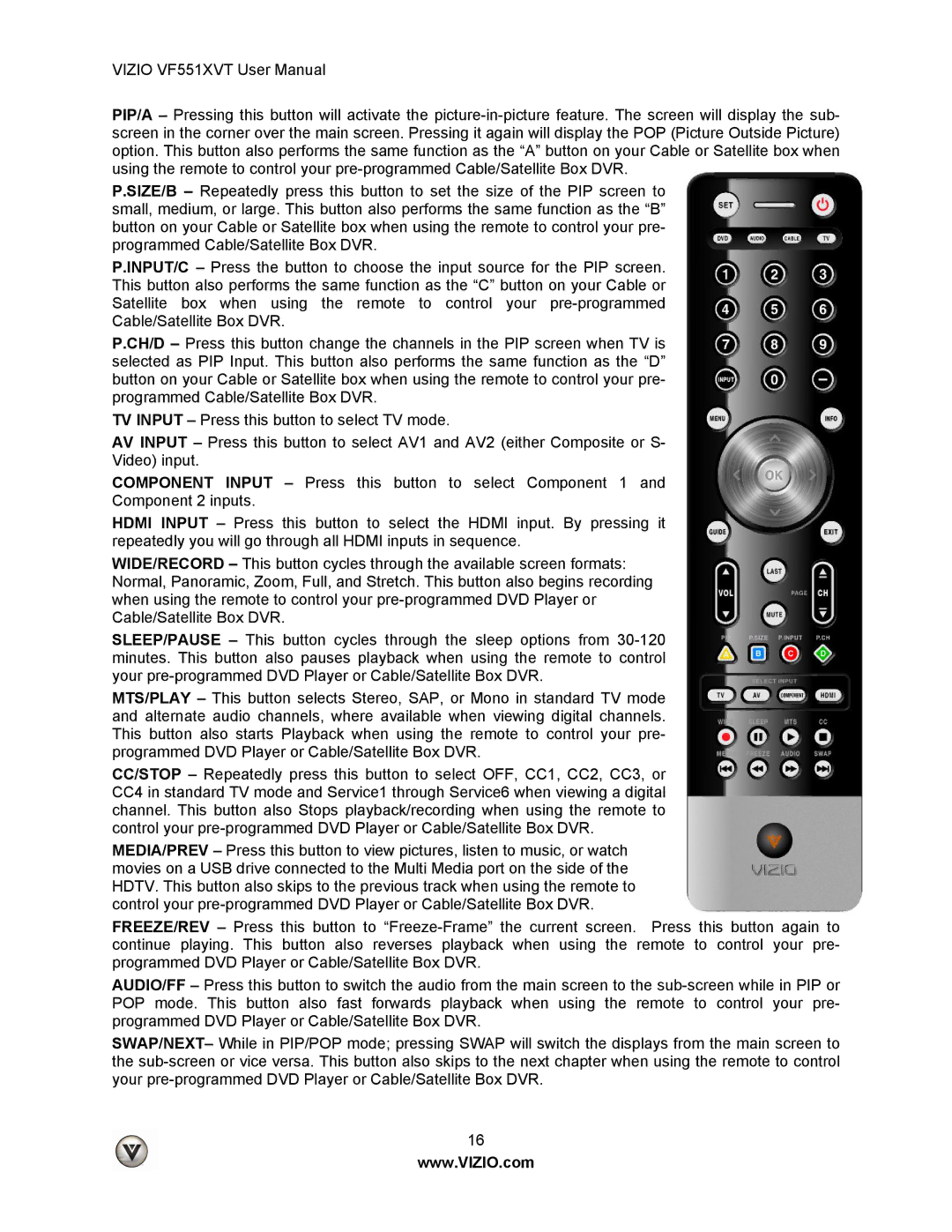 Vizio VF551XVT user manual 