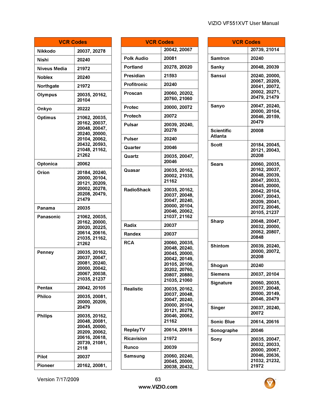 Vizio VF551XVT user manual 20105 